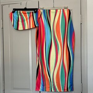 Shein Colorful Striped Two-Piece Set